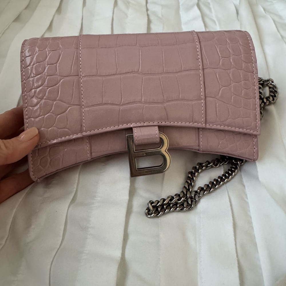 Balenciaga Pink Croc-Embossed Women's Bag - Picture 9 of 12